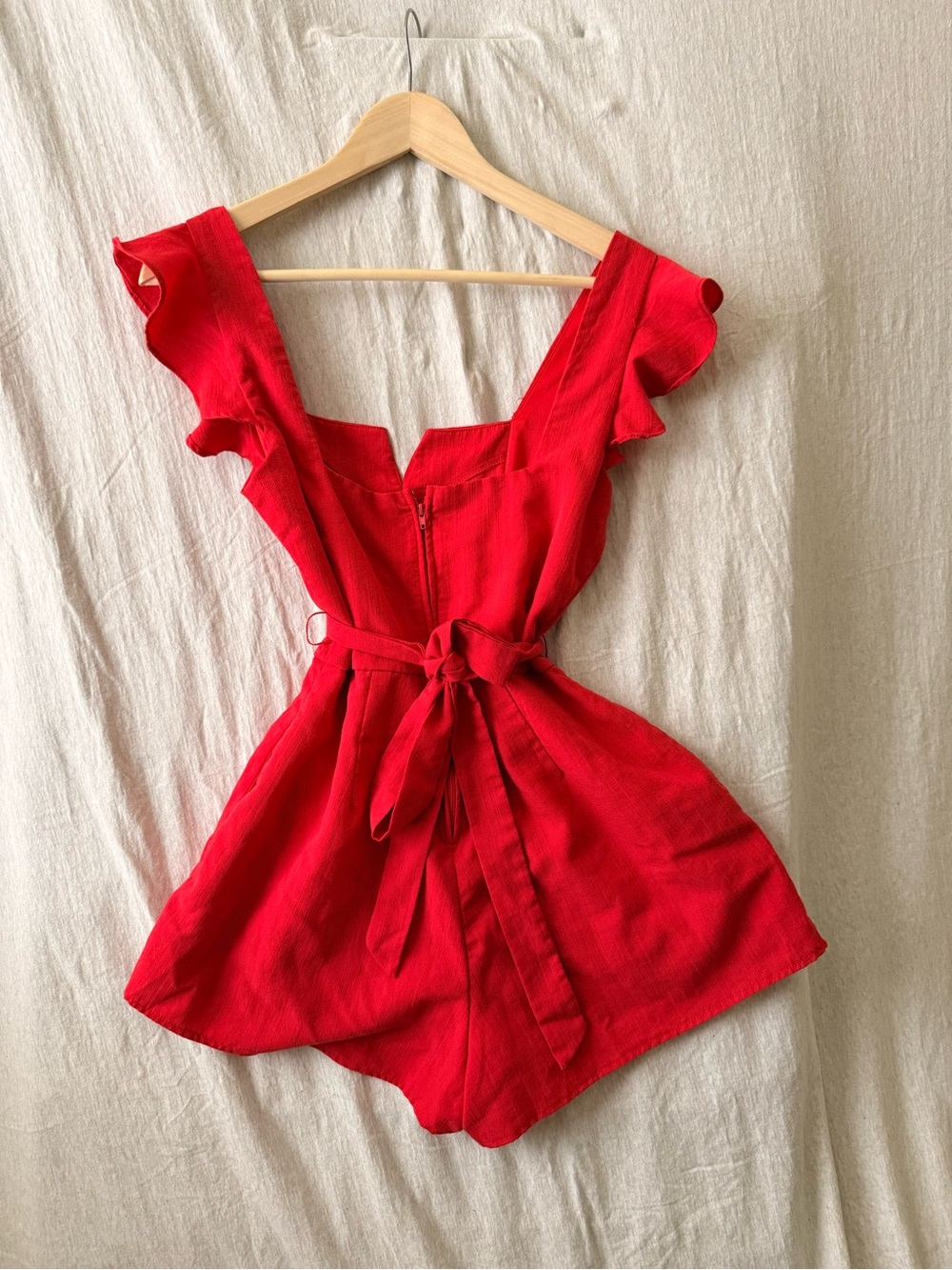 Francesca’s Red Ruffle Strap Romper - Picture 5 of 6